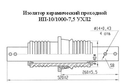 Изолятор проходной ИПУ-10/1600 У1